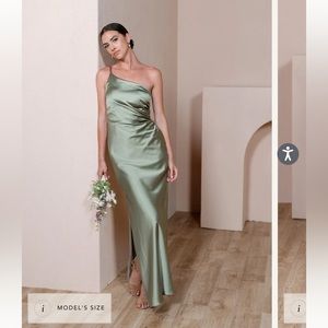 Revelry Jade Silver Satin Sage Dress NWT
